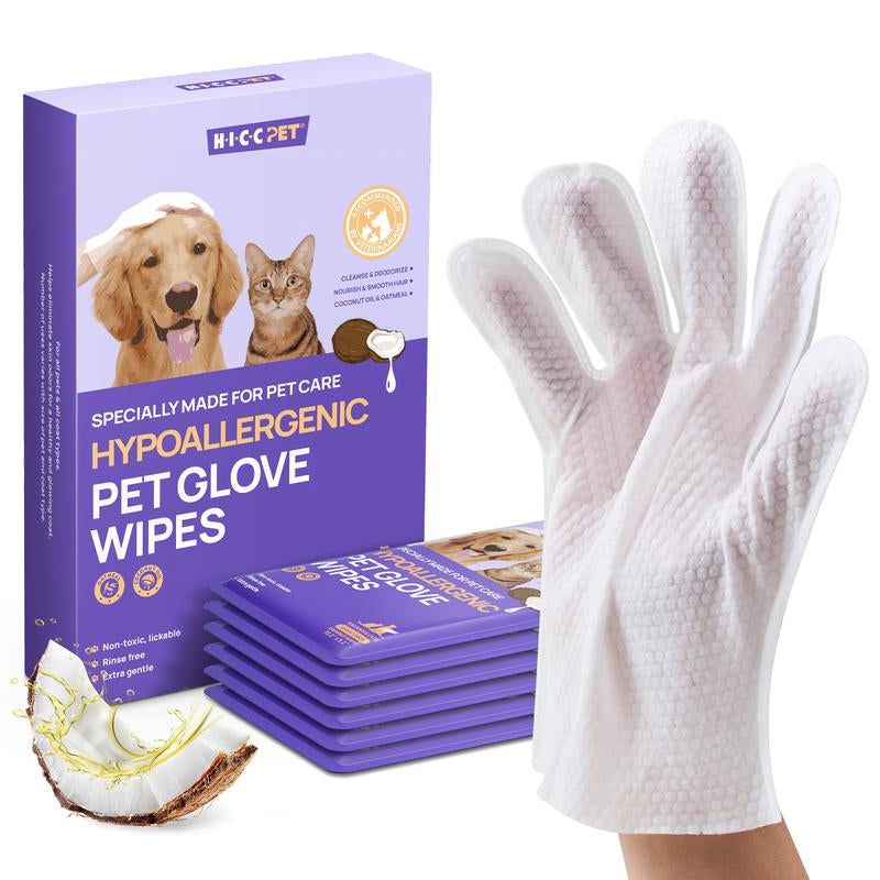 HICC PET Glove Wipes，Freshening Grooming Dog&Cat Disposable 20Pcs Pet Hair Removal Tool Satisfied Skin Care Outdoor No-Clean Hypoallergenic Facial Disposable No-Rinse Grooming Formulated for Petwipes Deodorizing Sticky Hair#Petlife