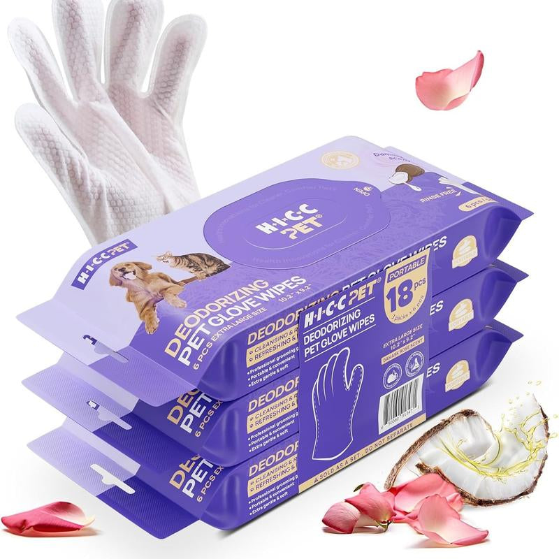HICC PET Glove Wipes，Freshening Grooming Dog&Cat Disposable 20Pcs Pet Hair Removal Tool Satisfied Skin Care Outdoor No-Clean Hypoallergenic Facial Disposable No-Rinse Grooming Formulated for Petwipes Deodorizing Sticky Hair#Petlife