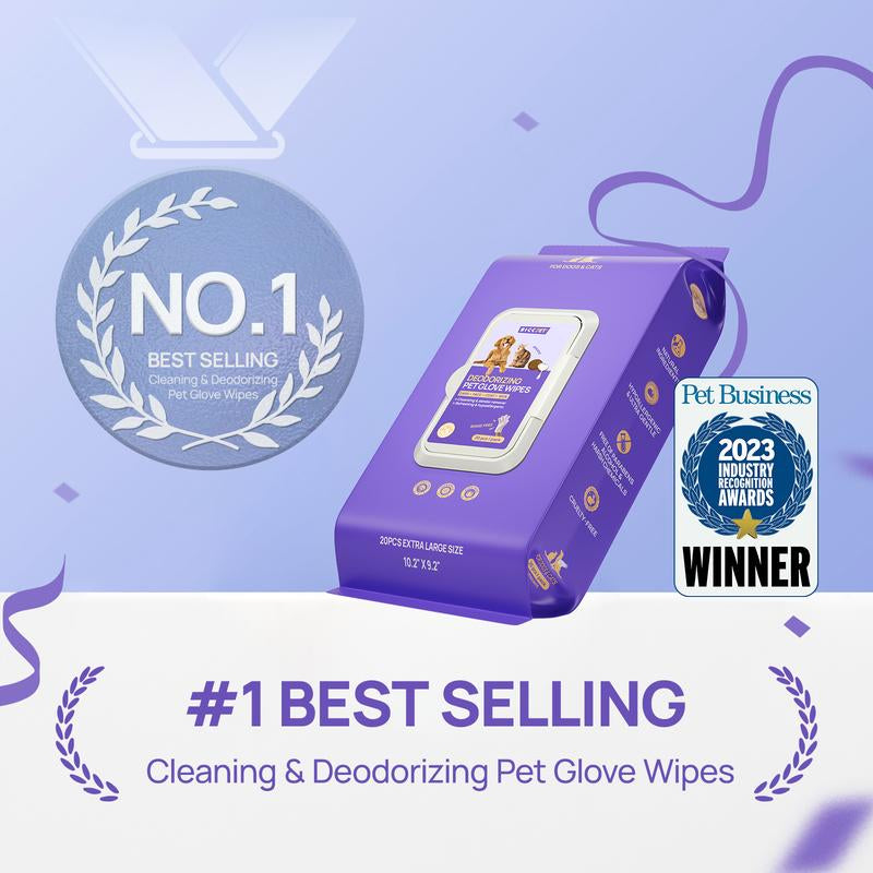 HICC PET Glove Wipes，Freshening Grooming Dog&Cat Disposable 20Pcs Pet Hair Removal Tool Satisfied Skin Care Outdoor No-Clean Hypoallergenic Facial Disposable No-Rinse Grooming Formulated for Petwipes Deodorizing Sticky Hair#Petlife