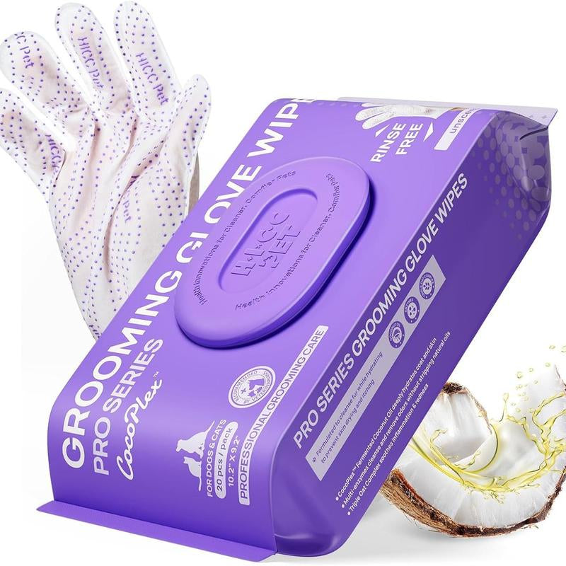 HICC PET Glove Wipes，Freshening Grooming Dog&Cat Disposable 20Pcs Pet Hair Removal Tool Satisfied Skin Care Outdoor No-Clean Hypoallergenic Facial Disposable No-Rinse Grooming Formulated for Petwipes Deodorizing Sticky Hair#Petlife