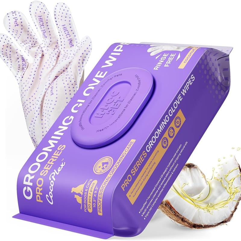 HICC PET Glove Wipes，Freshening Grooming Dog&Cat Disposable 20Pcs Pet Hair Removal Tool Satisfied Skin Care Outdoor No-Clean Hypoallergenic Facial Disposable No-Rinse Grooming Formulated for Petwipes Deodorizing Sticky Hair#Petlife